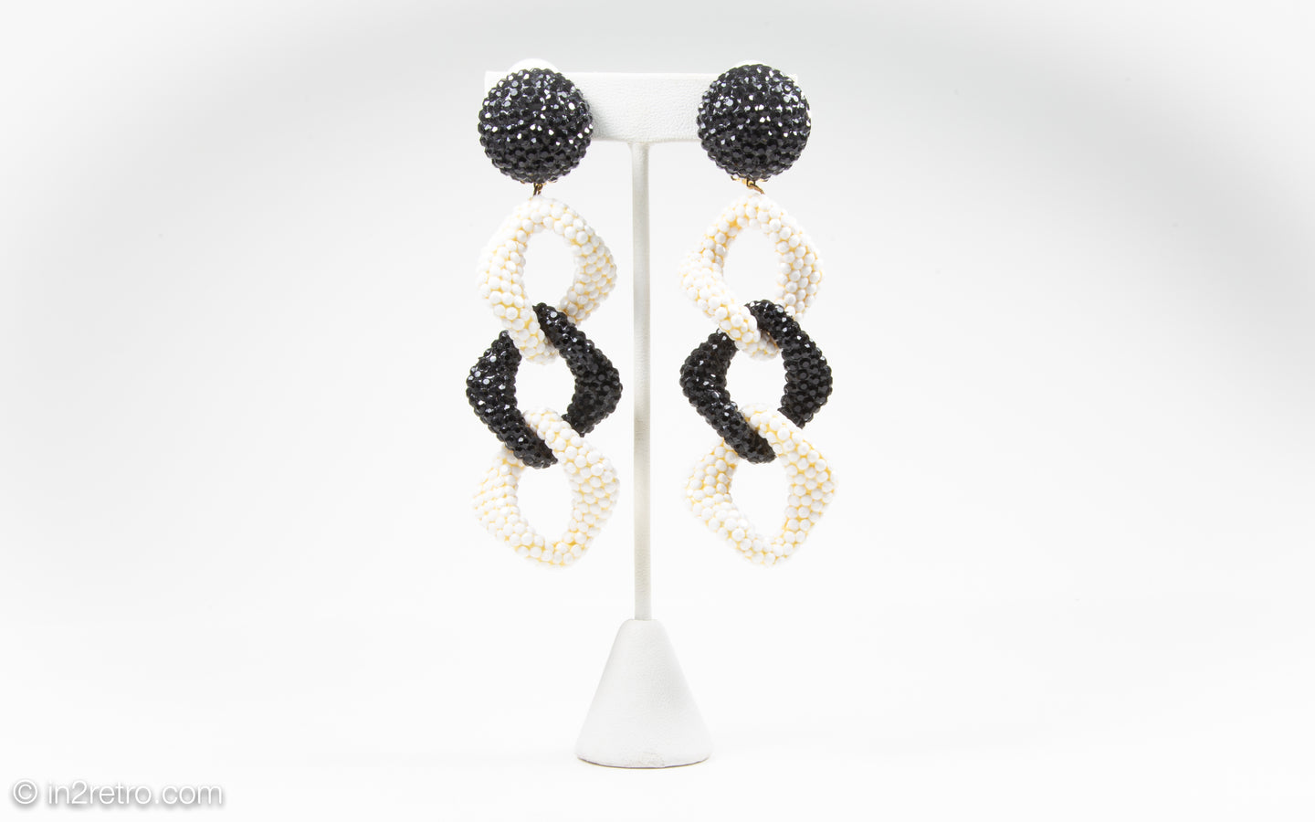 Generation clip earrings, Long, White, Rose gold-tone plated | Swarovski